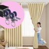 Aluminium Ceiling Mounted Curtain Tracks System, Room Divider-Ceiling Curtain Track Rail for Living Room Bedroom, Straight Curtain Track 50-600cm, can Be Used for Windows, Bedrooms (Color : Black, S view 4