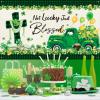 Moukeren St. Patrick's Day Banner Decorations Buffalo Plaid Jesus Cross Truck Backdrop St Patricks Shamrock Background for Wall Photography Photo Prop Booth Party Decor view 4