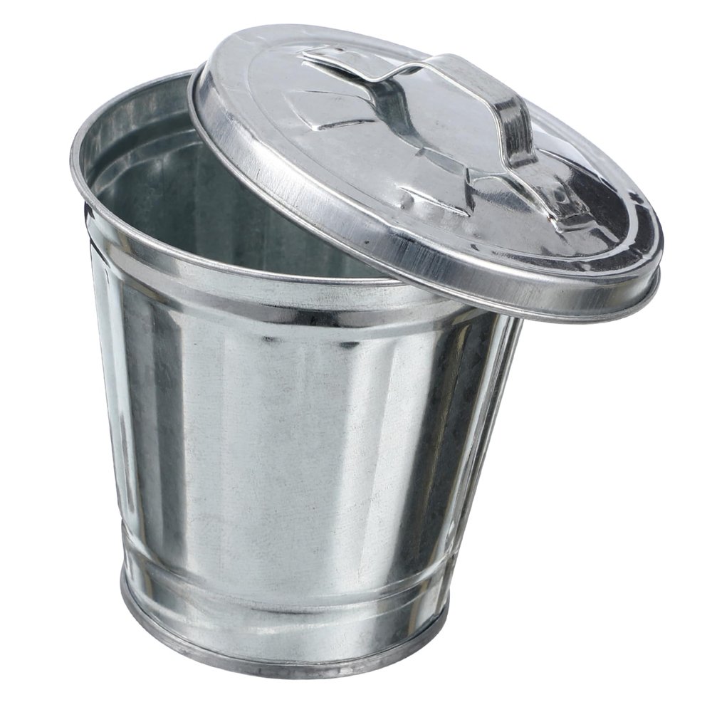 Cabilock Small Wastebasket Mini Tin Garbage Can Desk Waste Container Flower Pot Bin