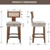 26 Rattan Barstools with Back Counter Height Bar Stool Set of 2, Grey PU Leather Modern Kitchen Counter Stool Upholstered Farmhouse Wicker Bar Stool, Boho Bar Stool Chairs with Natural Wood Frame view 2