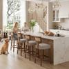 26 Rattan Barstools with Back Counter Height Bar Stool Set of 2, Grey PU Leather Modern Kitchen Counter Stool Upholstered Farmhouse Wicker Bar Stool, Boho Bar Stool Chairs with Natural Wood Frame view 3