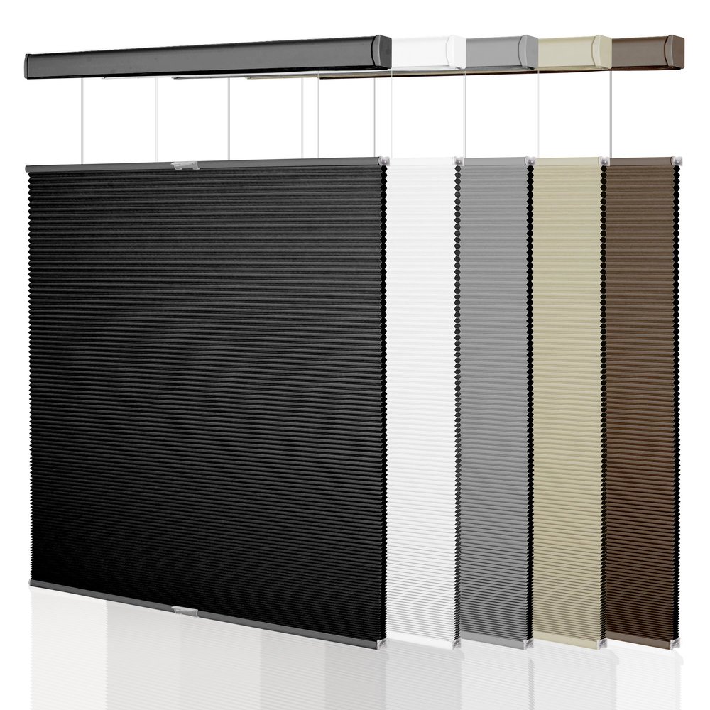 BERISSA Top Down Bottom Up Cellular Shades Honeycomb Blinds Easy Install Blackout Cellular Blinds for Window.Black.49 W x 90" H