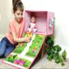 SAM AND MABEL Fabric Storage Organizer and Play Mat  Collapsible Storage Box, Foldable Playmat and Stackable Bin, Basket with Handle (Princess) view 3