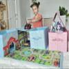 SAM AND MABEL Fabric Storage Organizer and Play Mat  Collapsible Storage Box, Foldable Playmat and Stackable Bin, Basket with Handle (Princess) view 4