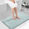 Yimobra Long Bathroom Rug Non Slip Washable, Soft Absorbent Microfiber Bath Mat, Dual-Tone Decor Rug with Rubber Backing for Bathroom Floor Tub and Shower,44x24,Home Essentials,Light Blue and White view 1