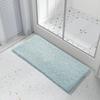 Yimobra Long Bathroom Rug Non Slip Washable, Soft Absorbent Microfiber Bath Mat, Dual-Tone Decor Rug with Rubber Backing for Bathroom Floor Tub and Shower,44x24,Home Essentials,Light Blue and White view 3