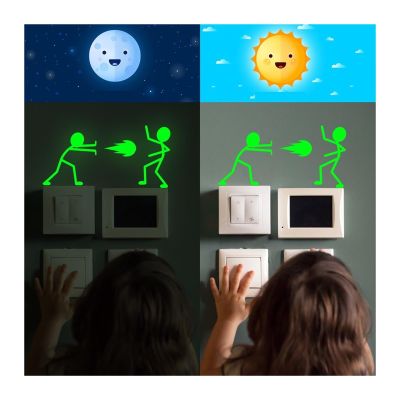 Luminous Sticker 3 Pcs Creative Fun Glow-in-The-Dark Wall Stickers, Switch Stickers, Living Room Decoration Wall Stickers, Self-Adhesive Wall Stickers Label Stickers