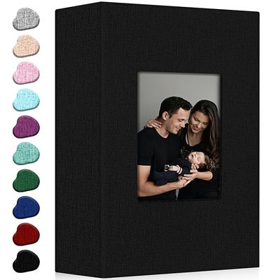 Ejblfe Photo Album 4x6,Linen Cover Slide-in Photo Album Book Can Holds 300 4x6 Photos with 50 Black Sheets for Family,Wedding,Baby and Holiday Pictures (Black)
