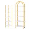 HOOBRO Corner Shelf Stand and 5 Tier Bookshelf Bundle, Industrial 6-Tier Wall Corner Bookshelf with Metal Frame, Modern Arched Bookcase, Tall Storage Plant Stand, Corner Bookcase DW36CJ01-DM176SJ01 view 1