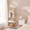 HOOBRO Corner Shelf Stand and 5 Tier Bookshelf Bundle, Industrial 6-Tier Wall Corner Bookshelf with Metal Frame, Modern Arched Bookcase, Tall Storage Plant Stand, Corner Bookcase DW36CJ01-DM176SJ01 view 4