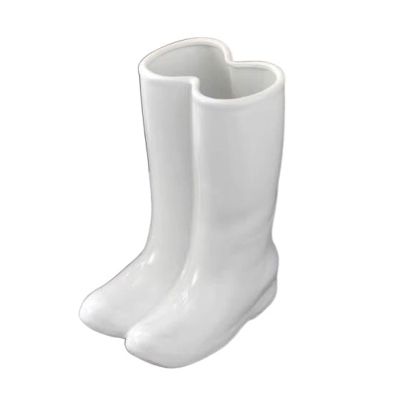 LynsEt Umbrella Holder Creative Boots Shape Umbrella Stand Holder Umbrella Bucket Umbrella Rack Barrel, Porcelain Ceramic Floor Vase Entryway Porch Indoor Umbrella Stand Rack (Color : White)