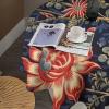 Yinrune Chinoiserie Botanical Floral Round Tablecloth Navy Blue Burgundy Gold Asian Table Cloth 60x60in Table Cover Outdoor Washable Polyester Table Decor for Kitchen Dinning Table view 2