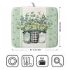 Eucalyptus Dish Drying Mat for Kitchen Counter, 16x18 Inch Spring Green Leaves Flower Plaid Vase Microfiber Dish Drainer Rack Mats Absorbent Reversible Dishes Pad view 2