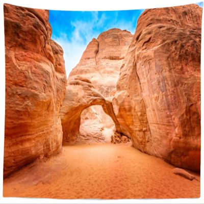 CORFOTO 59x39 Inch Utah Arches National Park Tapestry Wall Hanging Famous Sand Dune Arch Scenery Background for Kids Adults Bedroom Apartment Dining Room Decor Living Room Wall Hanging