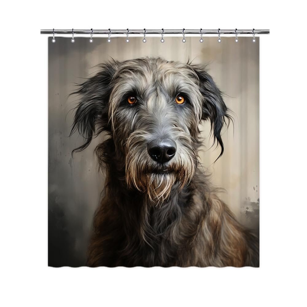 Ganshan Bi Funny Irish Wolfhound Dog Shower Curtain for Bathroom Home Decor Dog Puppy Pet Animal Print Bath Curtains with 12 Hooks 72x80 Inch Style 7