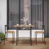 Topeakmart Modern Round Dining Table Set, Kitchen Table and 2 Chairs Small Dining Table for 2 with Storage, Breakfast Bistro Table Set for Small Space Kitchen Home, Brown view 2
