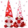 2Pcs Valentines Day Gnomes Decorations, Handmade Valentines Gnome Plush Decor, Mr & Mrs Swedish Tomte Stuffed Gnomes Plush Doll Valentine Gifts Valentine's Day Decorations view 1