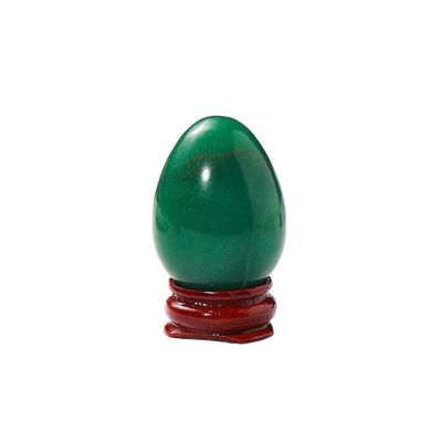 KatLin Natural Egg Shape Ornament Quartz Oval Handicraft Energy Gem with Wood Base Health Decoration Ornaments (Color : Aventurine Quartz)