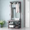 Exquisite Clothes Rail Rack Shoe Bench Coat Stand Rack Hangers With Bench And 10 Hooks Entryway Coat Racks Shoe Bench Industrial Entryway Home Furniture Storage Shelf Organizer Accent Furnit view 2