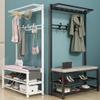 Exquisite Clothes Rail Rack Shoe Bench Coat Stand Rack Hangers With Bench And 10 Hooks Entryway Coat Racks Shoe Bench Industrial Entryway Home Furniture Storage Shelf Organizer Accent Furnit view 3