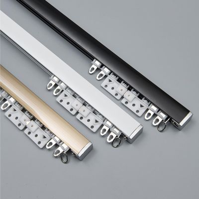 No Light Leakage Ceiling Curtain Track For Window, Curtain Rail Ceiling Wall Mount, Heavy Duty Aluminium Curtain Rails Track System For Bed Room Divider ( Color : Black-Wall Mounted , Size : 1.5M )
