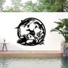 Dolphin Wall Decor Metal, Dolphin Wall Art, Metal Seaweed Wall Decor, Coastal Wall Decor, Ocean Metal Wall Art, Nautical Wall Decor, Metal Wall Art for Living Room Bathroom (19"x17" | 47x43 cm, Black) view 1