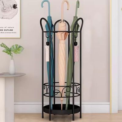 BREZO Metal Umbrella Stand, Free Standing Umbrella Holder for Entryway, Canes Walking Sticks Holder for Home, Office, Round (Color : B)