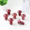 KatLin 1pc Hand Carved Natural Strawberry Quartz Crystal Mushrooms Carving Cute Crafts Healing Gemstone Home Decoration Ornaments view 4