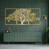 3 Panels Metal Art Tree, Metal Tree Wall Art, Tree of Life Metal Wall Art, Large Metal Tree Wall Decor, Nature Metal Wall Art, Housewarming Gift, Metal Wall Decor for Living Room Farmhouse (24"x17" | 60x42 cm x3pcs, Gold) view 1