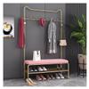 Exquisite Clothes Rail Rack Coat Rack Stand with Shoe Bench Freestanding Hall Tree with 8 Hanger Hooks Clothes Rail with Shoe Storage Shelf for Hallway Entryway and Bedroom/Pink/100cm view 1