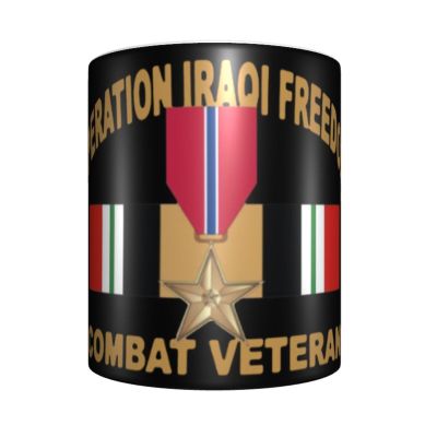 ARESU Oif Iraqi Freedom Combat Veteran Bronze Star Mug Coffee Mugs Ceramic Tea Cup Drinking Cup Coffee Cups For Men Women, White