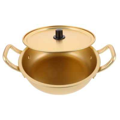BESTOYARD 7.87 Inch Korean Ramen Pot Aluminum Noodle Cooker with Lid Heat-Resistant Mini Pan for Instant Soup Ramyun Cooking