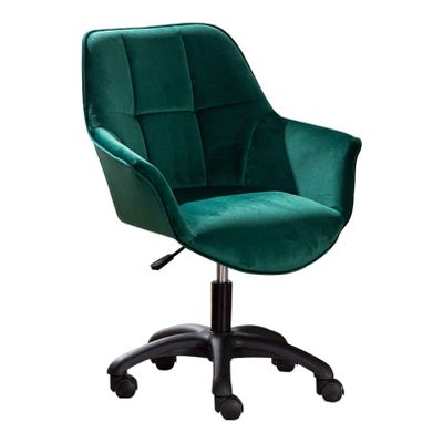 Velvet Ergonomic Computer Gaming Chair, Swivel Task Chair with Black Nylon Feet, Height Adjustable Desk Chair for Home Office (Green)