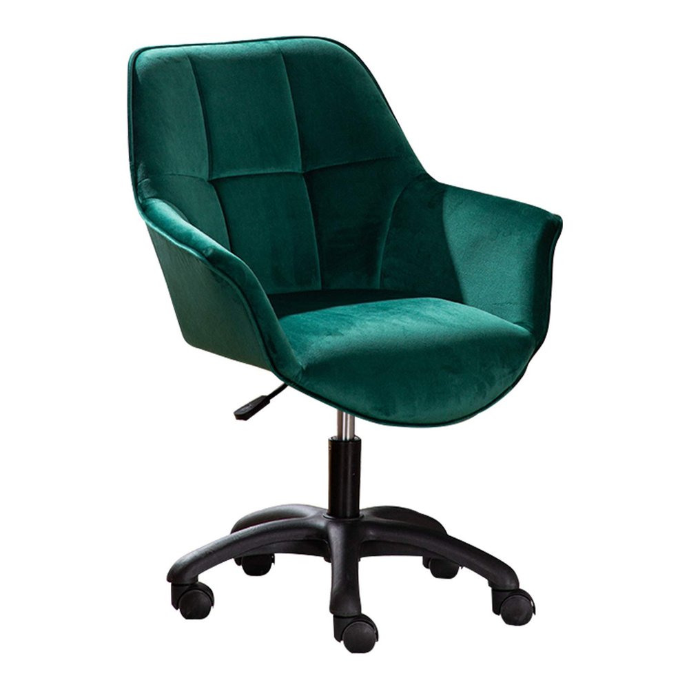 Velvet Ergonomic Computer Gaming Chair, Swivel Task Chair with Black Nylon Feet, Height Adjustable Desk Chair for Home Office (Green)