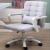 Mid Back Linen Ergonomic Computer Chair, 360 Swivel Task Chair with Armrest and Silent Casters, Load Bearing 150kg (Grey) view 2