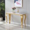 47in Marble Console Table with S-Shape Stainless Steel Legs, Modern Rectangular Faux Marble Entry Table, Sofa Accent Tables for Living Room, Entryway, Hallyway, Entrance (Gold&White) view 1
