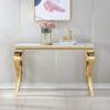 47in Marble Console Table with S-Shape Stainless Steel Legs, Modern Rectangular Faux Marble Entry Table, Sofa Accent Tables for Living Room, Entryway, Hallyway, Entrance (Gold&White) view 2