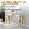 47in Marble Console Table with S-Shape Stainless Steel Legs, Modern Rectangular Faux Marble Entry Table, Sofa Accent Tables for Living Room, Entryway, Hallyway, Entrance (Gold&White) view 4