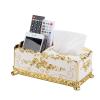 OrBheS Multifunctional Kitchen Storage Tissue Box European Creative Living Room Drawer Box Desktop Remote Control Napkin Storage Box (Color : Gold Black JHS) view 2