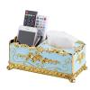OrBheS Multifunctional Kitchen Storage Tissue Box European Creative Living Room Drawer Box Desktop Remote Control Napkin Storage Box (Color : Gold Black JHS) view 3