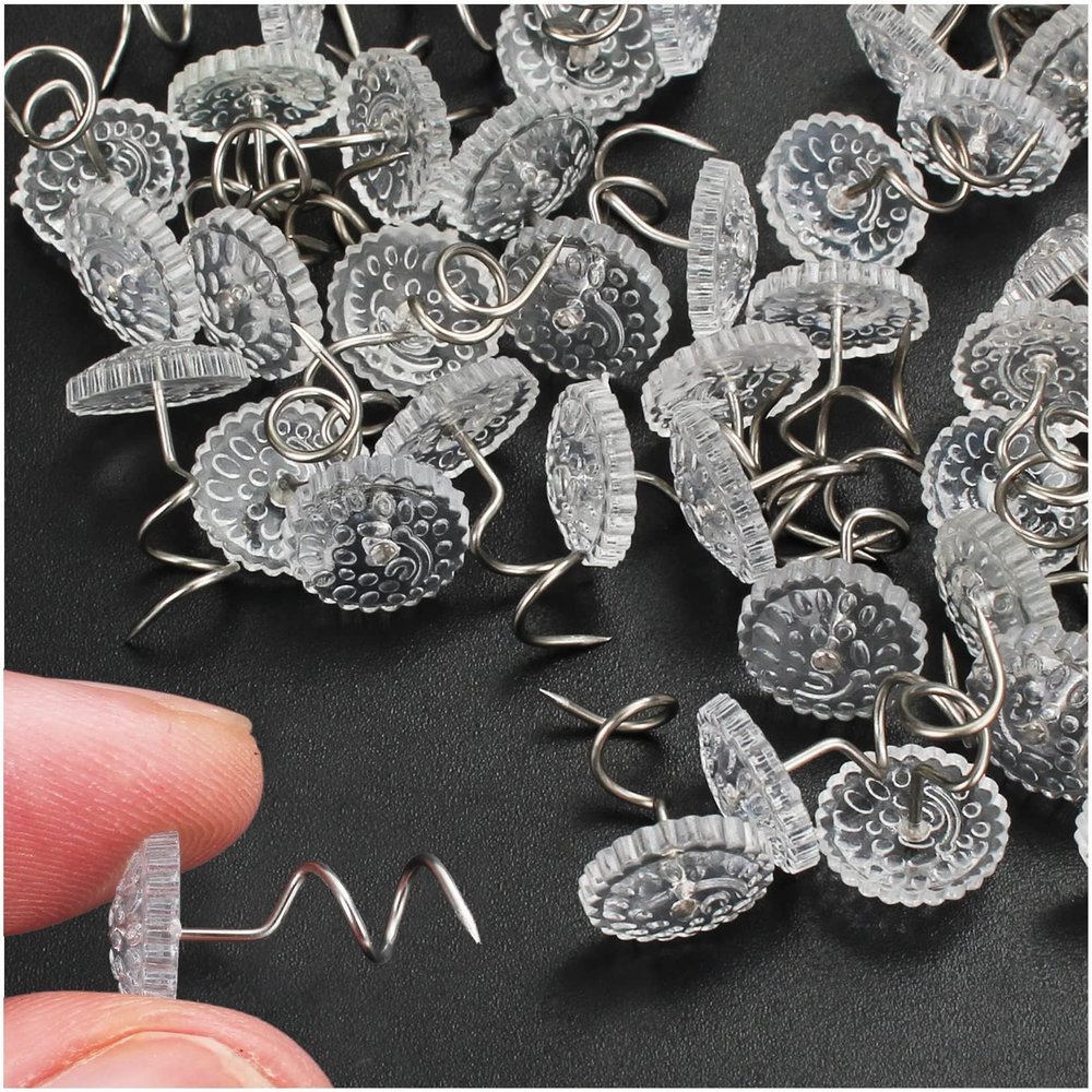 Upholstery Tacks & Bed Skirt Pins with Twist Design - No-Slip Fabric Holders for Furniture Upholstery, Sofa Covers, Headliners & Bedding Accessories