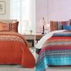 Burnt Orange King Quilt and Bohemian Quilt Set Queen, Bedspread Set for All Season, Soft Microfiber Lightweight Bedding Set view 1