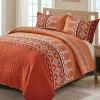 Burnt Orange King Quilt and Bohemian Quilt Set Queen, Bedspread Set for All Season, Soft Microfiber Lightweight Bedding Set view 2
