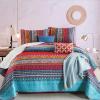 Burnt Orange King Quilt and Bohemian Quilt Set Queen, Bedspread Set for All Season, Soft Microfiber Lightweight Bedding Set view 3