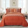Burnt Orange King Quilt and Bohemian Quilt Set Queen, Bedspread Set for All Season, Soft Microfiber Lightweight Bedding Set view 4