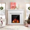 44" Electric Fireplace with Mantel, Freestanding Fireplace Heater, 7501500W LED Log Firebox with Remote Control, Pearl White view 1
