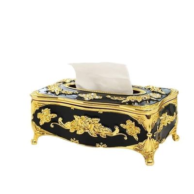 OrBheS European Style Hotel Desktop Living Room Dining Room Home Decoration Tissue Box Acrylic Waterproof Toilet Dustproof Tissue Holde (Color : Gold Black JHS)