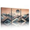 YONICA Boho Mountain Canvas Wall Art for Home Decor - Abstract Sun Mountain Forest Nature Scenery Picture Print On Canvas, Bohemian Paintings for Wall HD Giclee Ready to Hang (24x36inch, Set of 3) view 1