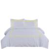 BedDecor Luxury 400-TC Egyptian Cotton 3PC Embroidered Duvet Cover Set with Beautiful 2-Stripe Embroidery(Yellow, Oversize King) view 1