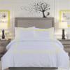 BedDecor Luxury 400-TC Egyptian Cotton 3PC Embroidered Duvet Cover Set with Beautiful 2-Stripe Embroidery(Yellow, Oversize King) view 2